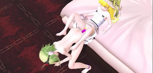  Shinobu fucks Gumi with a very long pink toy